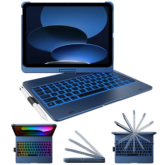 typecase Étui Clavier Flexbook pour iPad 11e (A16, 2025) et iPad 10e Gén (10,9 Pouces, 2022) – Sans Pavé Tactile, Rétroéclairage 11 Couleurs, Rotatif à 360°
