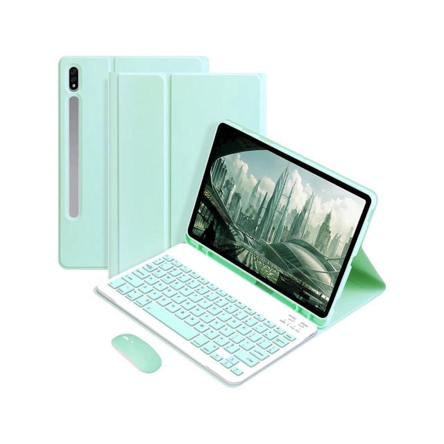 Keyboard Case with Wireless Mouse Combo for Samsung Galaxy Tab S8 2022 / Tab S7 2020 11 inch Model SM-X700/X706/T870/T875/T876, Smart Folio Cover with Magnetic Detachable Wireless Keyboard and Mice