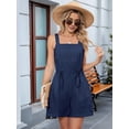 thumbnail image 3 of Women'S Summer Casual Sleeveless Loose Spaghetti Strap Drawstring Denim Shorts Jumpsuit with Pockets Royal Blue S, 3 of 7