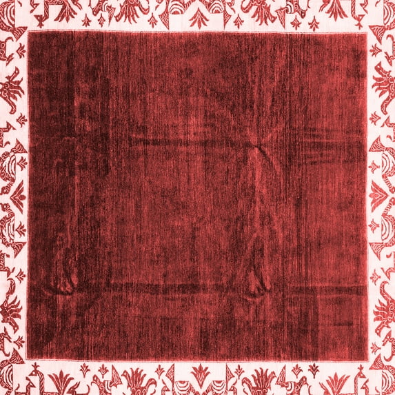Ahgly Company Indoor Square Abstract Red Modern Area Rugs, 5' Square
