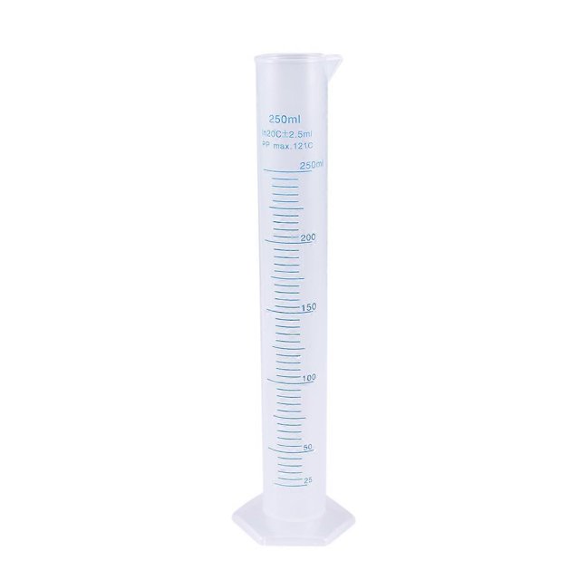 250ml Transparent Measuring Cylinder Plastic Graduated Cylinder Hexagonal Base (As Shown)