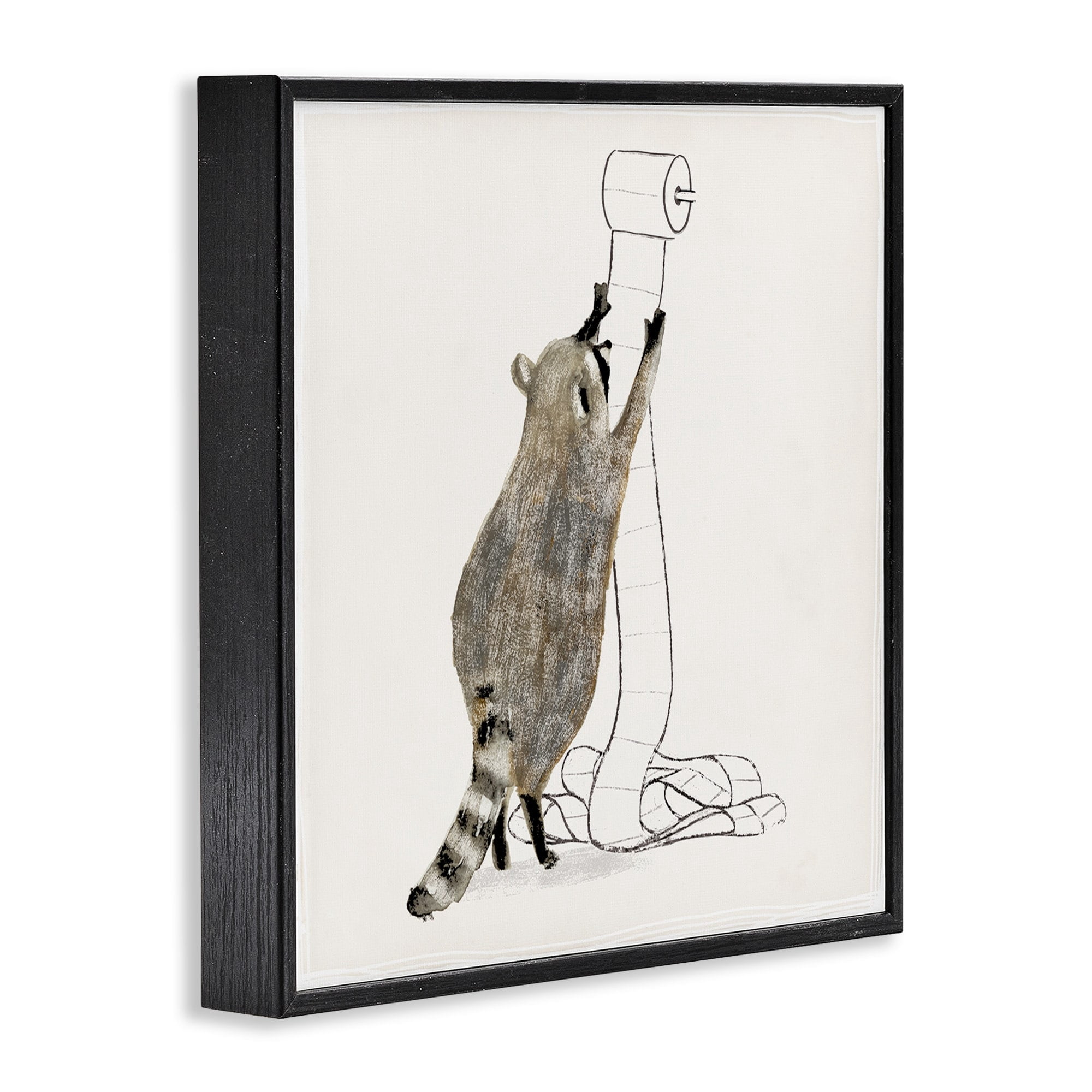 Stupell Industries Raccoon Toilet Paper Hoarder Woodland Animal Black Framed, 12 x 12, Design by Victoria Barnes
