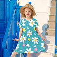 thumbnail image 6 of FORMRS Girls Short Sleeve Dress Summer Casual Round Neck A-line Beach Sundress, Sizes 2T-8T, Small Daisy, 6 of 8