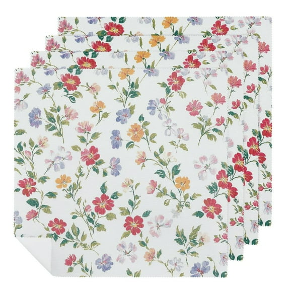 Heduofu Pink Floral Rose Print Cloth Napkins, Dinner Napkins Cloth, Washable Napkins for Home, Kitchen, Dinner, Party, Wedding, Cocktail 2 PCS