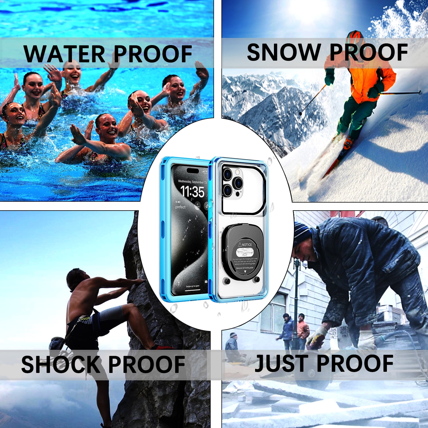 Foluu Waterproof Phone Pouch IPX8 Floating Dry Bag, Universal Waterproof Phone Case for iPhone Samsung up to 6.9", Beach Swimming Travel Essentials