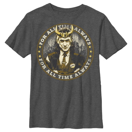 Boy's Marvel Loki Campaign Trail Graphic Tee Charcoal Heather Large