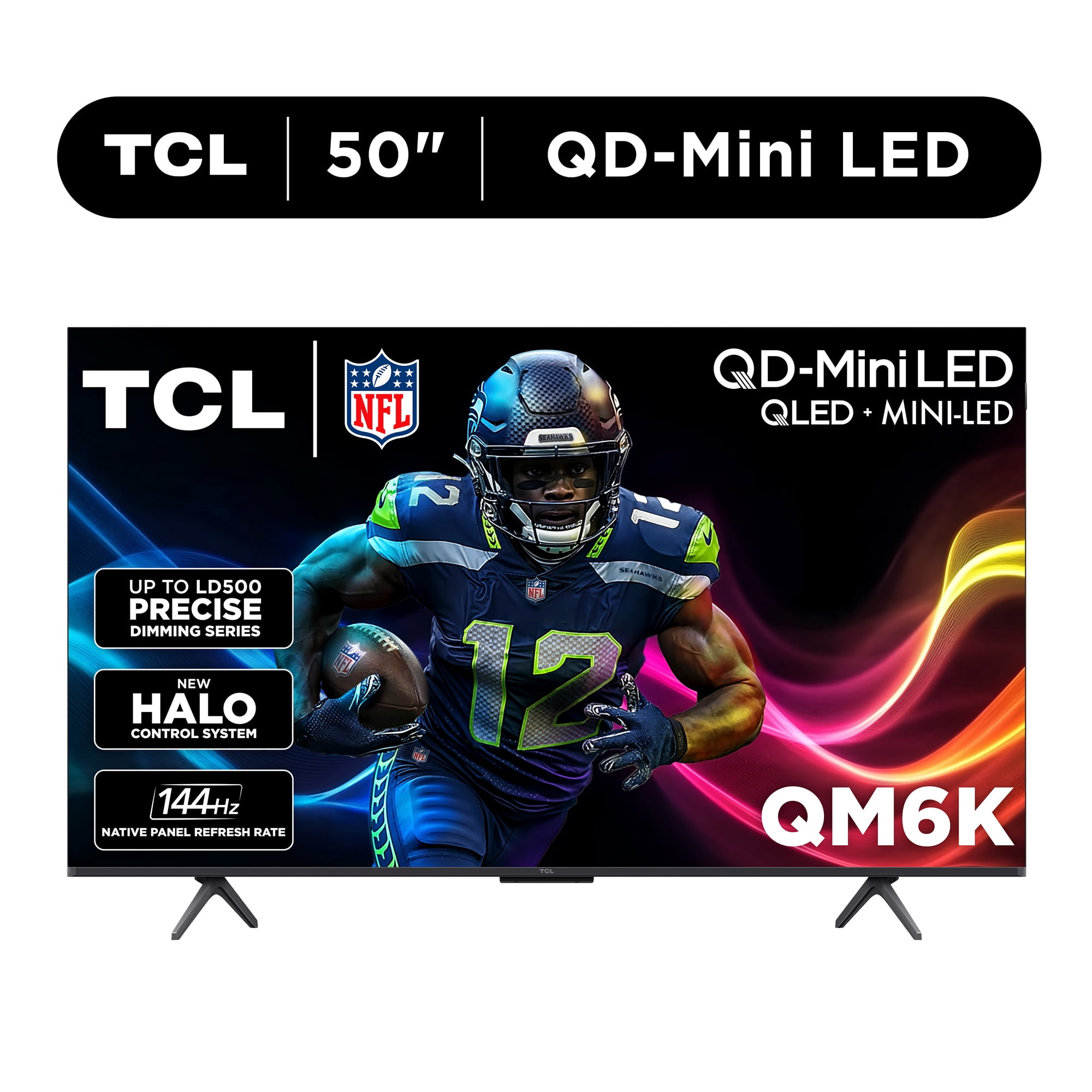 TCL 50" Class QM6K Series QD-Mini LED QLED 4K UHD HDR Smart Google TV (NEW 2025) - 144Hz, Dolby Atmos Onkyo Audio, Halo Control System - 50QM6K