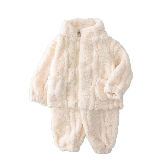 TBWNWG Boys Winter Two Piece Cozy Loungewear Set With Bear Jacquard Pattern Soft Thermal Pajamas For Toddler Kids Homewear Holiday Outfit,Size 3-4 Years