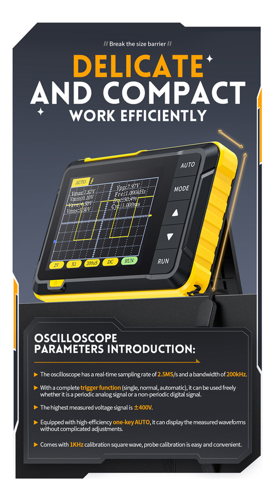 Portable Digital Oscilloscope with 400V Voltage