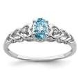 thumbnail image 1 of White Sterling Silver Ring Band Gemstone (12) December Swiss Blue Topaz Oval Diamond Round, 1 of 2