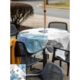 thumbnail image 5 of Outdoor Tablecloth with Umbrella Hole for Patio/Picnic/Party/Camping, Blue Grey Floral Waterproof Table Cloth Square Cover Washable, Botanical Leaves Spring Chic Flower (54"x 54"), 5 of 9