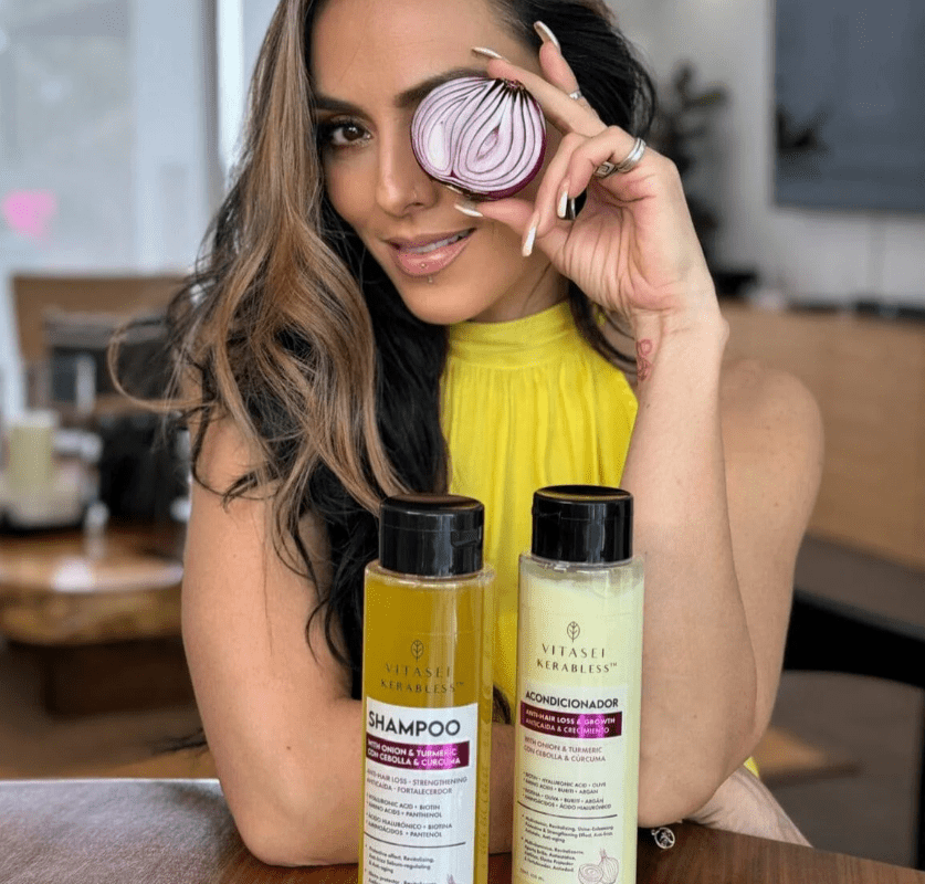 kit kerabless anti hair-loss and growth - shampoo + conditioner with onion and tumeric