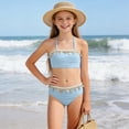 thumbnail image 6 of mgoYE Swimsuit Girls 10-12 Girl's Swimsuits 3 Piece Seashell Spaghetti Strap Textured Bathing Suit with Cover Up(Sky Blue,10-11 Years), 6 of 8