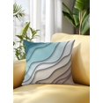 thumbnail image 2 of 1 Pack Outdoor Throw Pillow, Teal Blue Ombre Cream Waterproof Pillow with Insert Included, Modern Geometric Brown Aesthetic Decorative Accent Cushion Sofa Pillows for Patio Porch, 16 x 16 In, 2 of 8