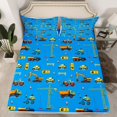 thumbnail image 2 of Homewish Excavator Crane Twin Sheet Sets,Construction Vehicles Twin Fitted Sheet,Blue Yellow Flat Sheet For Boys Kids,Super Cozy Room Decor,3 Pieces, 2 of 7