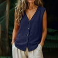 thumbnail image 6 of cocolona Womens Summer Tank Tops V Neck Sleeveless Button Shirts Trendy Casual Loose Blouses, 6 of 6