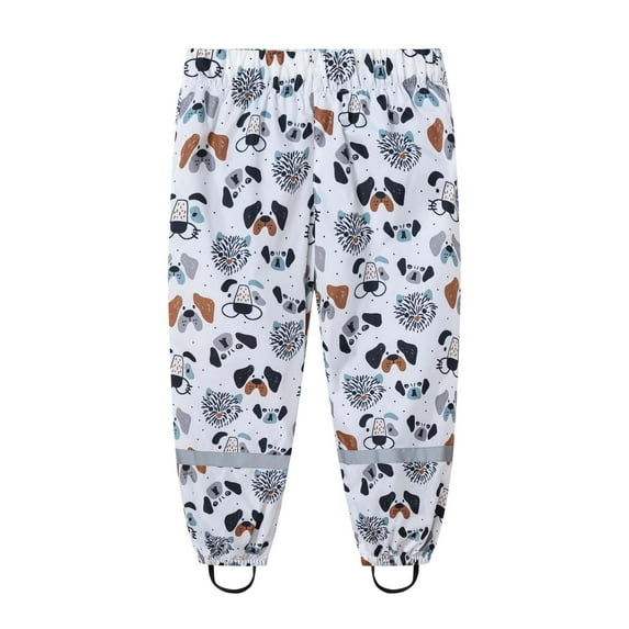 Odeerbi Kids Waterproof Rain Pants Children's Cartoon Print Rain Pants Boys Girls Raincoat Split Trousers Student Outdoor Assault Pants White