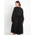 thumbnail image 3 of ELOQUII Women's Plus Size Knot Front Pleated Skirt Dress, 3 of 3