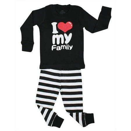 

Elowel I Love My Family 2-Piece Pajamas Set 100% Cotton (Infant Toddler & Kids)