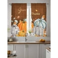 thumbnail image 4 of Sheer Curtains 63 inches Long, Pumpkin Thanksgiving Fall Bird Give Thanks Brown Light Filtering Sheer Window Curtains Rod Pocket Voile Drapes for Bedroom Living Room, 52"W x 63"L 2 Panels, 4 of 7