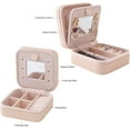 thumbnail image 4 of Wattne Travel jewelry case Small Organizer Box for Girls Women with Mirror, Pink, 4 of 7