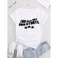 thumbnail image 3 of T-Shirt Décontracté pour Femmes avec Imprimé Étoile et Lettre - Col Rond Confortable, Manches Courtes, Mélange de Polyester Extensible, Lavable en Machine - Parfait pour l'Été, 3 of 8