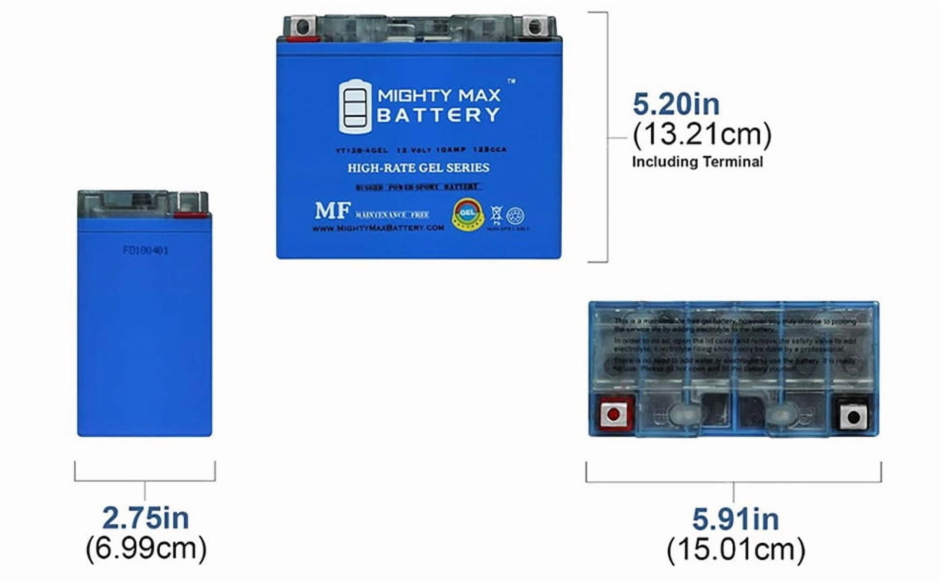 YT12B-4 GEL -12 Volt 10 AH, GEL Type 125 CCA, Rechargeable Maintenance Free SLA AGM Motorcycle Battery