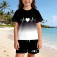 thumbnail image 2 of CUZIBR Toddler Gradient Letter Print Summer Outfit Sets O-Neck Short Sleeve T-Shirts Shorts Kids Girls Casual Two Piece Clothes Sets,Black1,11-12 Years, 2 of 5