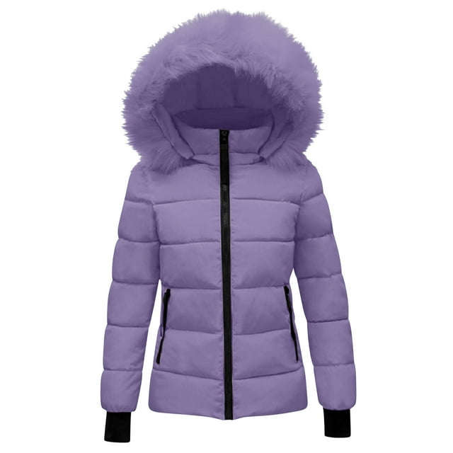 yardsong Manteau Matelassé Chaud Imperméable Doublé de Fausse Fourrure pour Femme, Épais, Ski, Plein Air, Violet, m