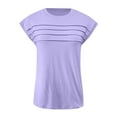 thumbnail image 4 of MIXUE Womens Tops Summer Solid Color Round Neck Short Sleeve Loose Fit Casual Shirts For Women T Shirts Daily-Wear,Purple,XL, 4 of 5