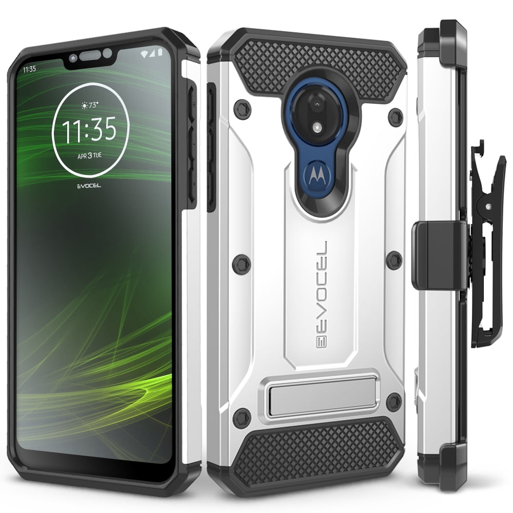 Motorola Moto G7 Power Case, Evocel [Glass Screen Protector] [Belt Clip