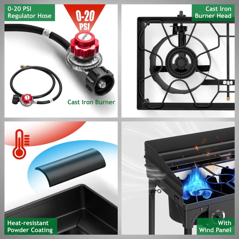 Ktaxon Propane Gas Stove, 3 Burner Outdoor Cooker 225,000 BTU