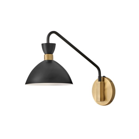 83250BK-HB Lark Simon - 1 Light Plug-In Wall Sconce In Mid-Century Modern Style-13.25 Inches Tall and 8 Inches Wide-Black/Heritage Brass Finish