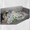 thumbnail image 6 of Cartoon Soft Flannel Fleece Throw Blanket, Floral Background with Funny and Animals Giraffe Lion Monkeys and Butterflies, Cozy Plush for Indoor and Outdoor Use, 50" x 70", Multicolor, by Ambesonne, 6 of 6