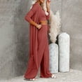 thumbnail image 2 of Cute Pajama Set for Women – Homewear Sleepwear Womens 3 Piece Sets Pajamas Knit Long Sleeve Cardigan Crop Top Wide Leg Pants Loungewear Set, 2 of 6