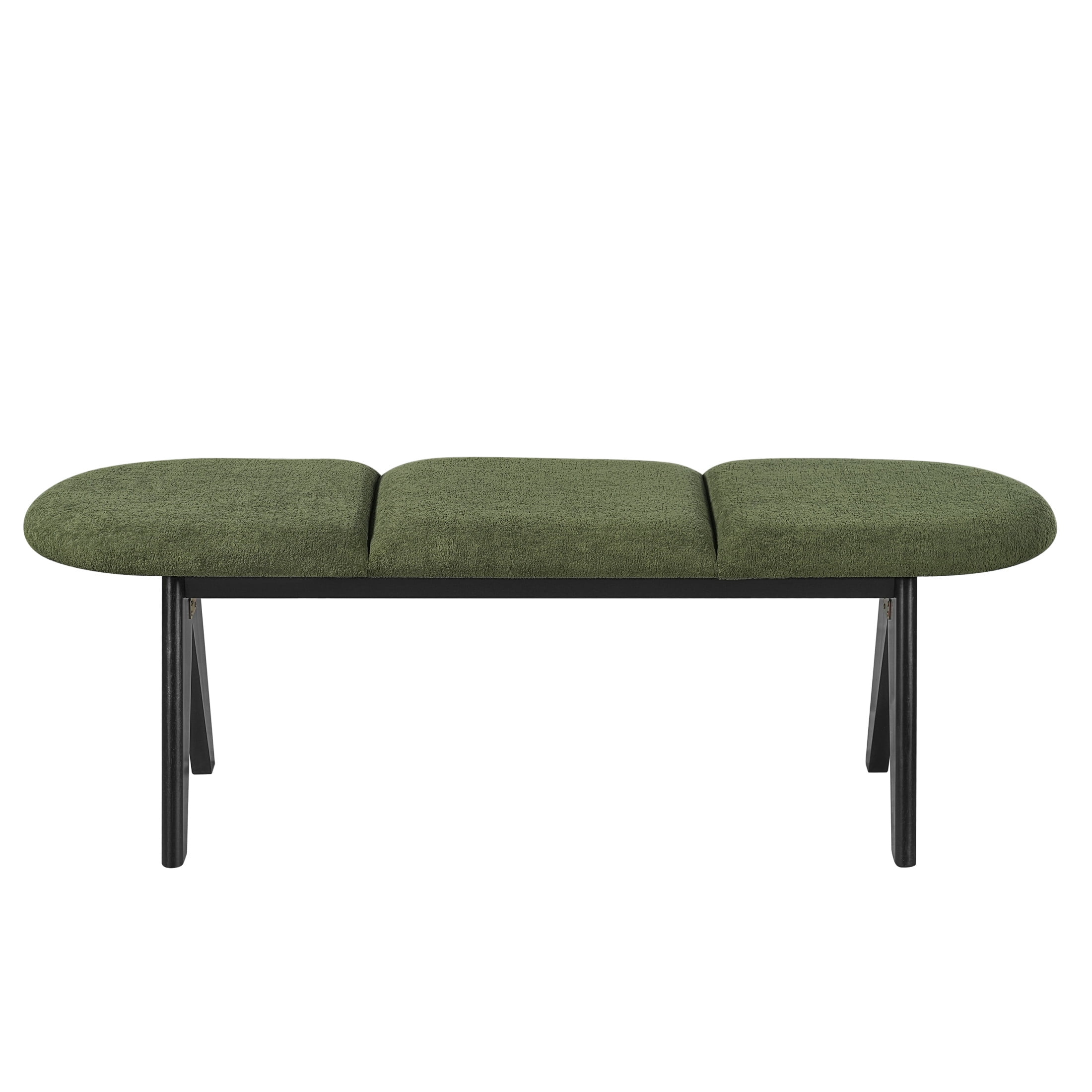 Christopher Knight Home 53" Modern Upholstered Entryway Bench with Black Wood Legs, Green