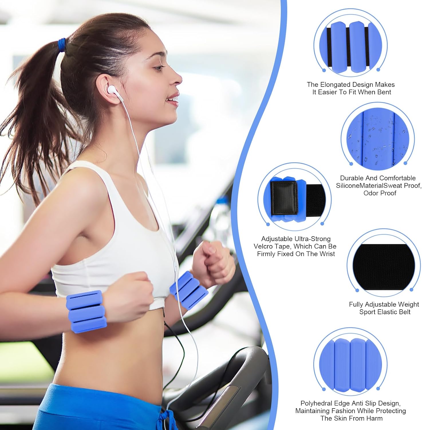 Wrist Weights Set of 2(1Lbs Each), Adjustable Wrist and Ankle Weights for Women and Men, Wearable Arm & Leg Weights Set for Walking, Yoga, Swimming, Cardio, Aerobics, Gym