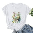 thumbnail image 1 of EGNMCR T-Shirt de Pâques Chemises pour Femmes Imprimé de Pâques T-Shirt Décontracté Imprimé à Manches Courtes pour Femme Haut T-Shirt à Manches Courtes Col Rond Hauts/chemises T-Shirts pour Femmes, 1 of 3