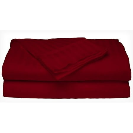 400 Tc Stripe Sheet Set Deluxe Home 100% Cotton 400 Thread Count Dobby Stripe Sheet Set ( QUEEN, BURGUNDY) ()
