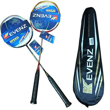 KEVENZ 2-Pack Badminton Rackets, Professional Carbon Fiber Badminton Racquets, Fabric Carrying Bag All Included - Red and Black Badminton