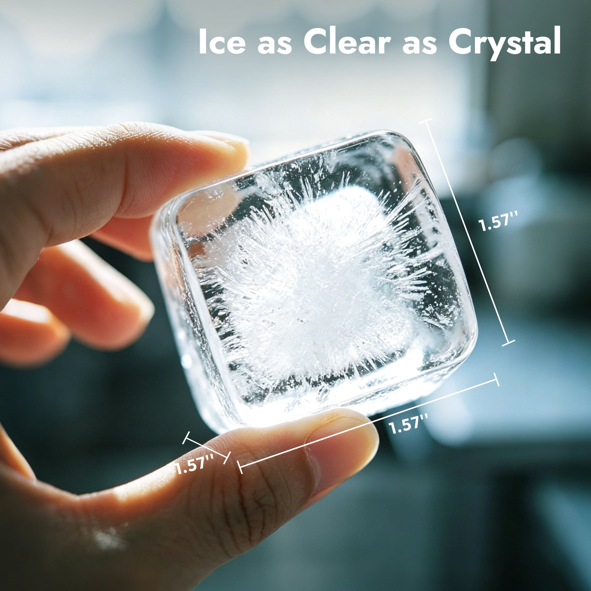 Rove Valy Clear Ice Machines Countertop,3 Large Square Ice Cubes for Home Bar & Kitchen