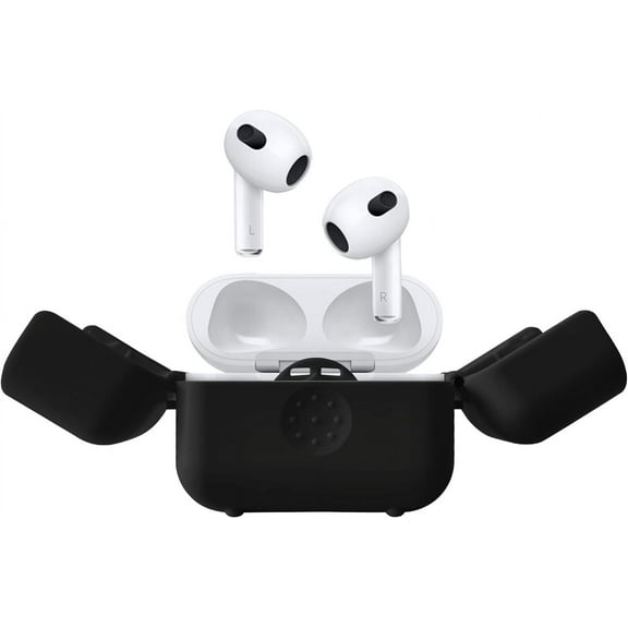 for AirPods 3 Case with Keychain Hard PC Case Shockproof Scratchproof Full-Body Protective Release Pressure Case for AirPods 3 (Black)