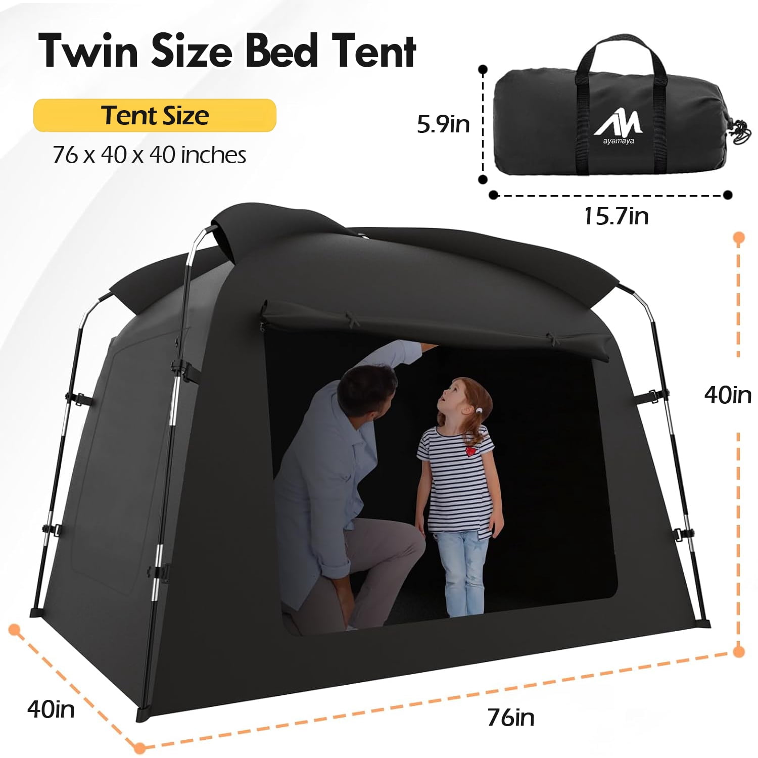 IC ICLOVER Bed Tent Twin Size, Indoor Portable Light Reducing Privacy Bed Canopy Breathable Lightweight Private Space Tent for Bed