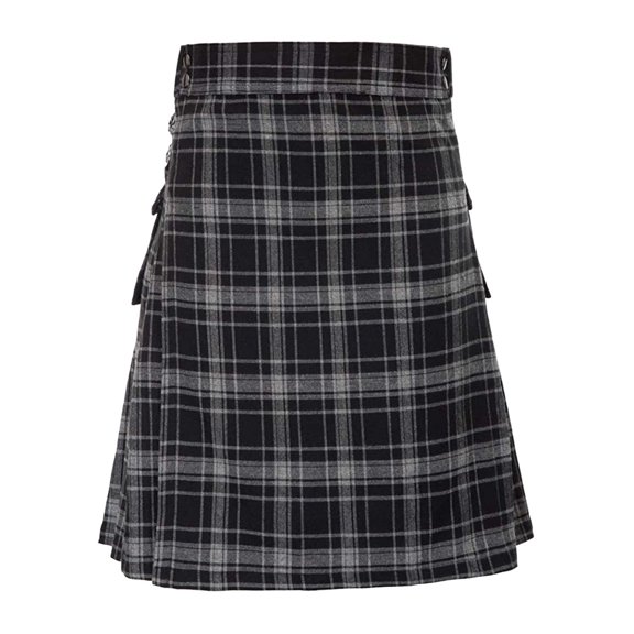 Plaid Skirt for Women Knee Length Wool Pleated Skirt High Waisted Relaxed Fit Tartan Skirt Spring Fall Grey XXXXXL