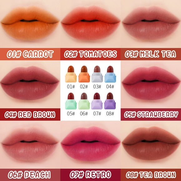 Fankiway Rouge à Lèvres Candy Matte Rouge à Lèvres 8-Color Non-Sticky Tasse Velours Mat Rouge à Lèvres en Sachet Vente