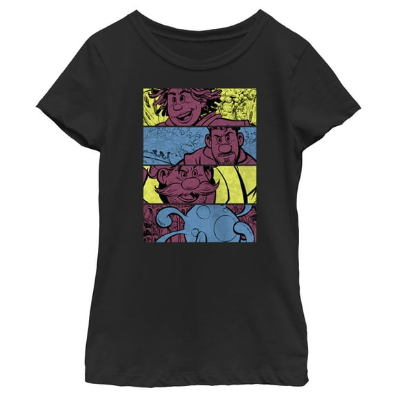 Girl's Strange World Clade Family Comic Strips Graphic Tee Black X Small