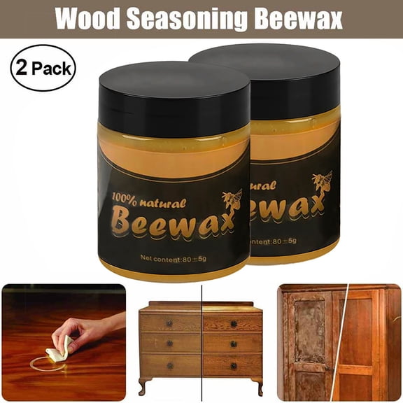 Natural Beeswax Wood Polish & Conditioner for Furniture – All-Natural Beeswax Formula, Cleans, Shines, Protects & Waterproofs Wood Surfaces, Ideal for Tables, Chairs, Cabinets & Wood Care (2pc)