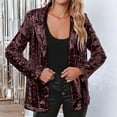thumbnail image 3 of Women Sequins Sequin Jacket Casual Long Sleeve Glitter Party Shiny Lapel Coat Rave Outerwear Women S Vest Lightweight Coats for Women plus Size Women Winter Coats Heat Jacket Women Insulated Coat, 3 of 6