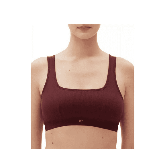 GAP GapBody Women's Ribbed Logo Comfort Bralette, Red Wine Large