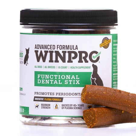 WINPRO Pet Functional Dental Stix for Dogs, 16 Sticks, Plasma Powered Dental Dog Chew Sticks That Promotes Gum and Peridontal Health
